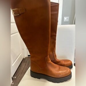 Franco Sarto Brown Knee-High Leather Boots